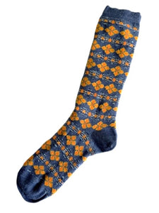 Tey Art Alpaca Socks-Devon Floral Blue (M)