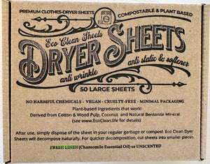 Eco Clean Dryer Sheets-Fresh Linen
