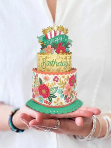 Blooming Birthday Cake Mini Pop-Up Greeting Card