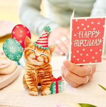 Load image into Gallery viewer, Birthday Kitten Mini Pop-Up Greeting Card
