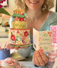 Load image into Gallery viewer, Blooming Birthday Cake Mini Pop-Up Greeting Card
