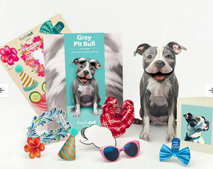 Gray Pitbull Pop-Up Paper Card