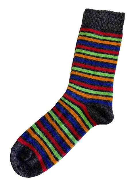 Tey Art Alpaca Bamboo Socks-Summer Stripe Black (L)