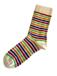 Tey Art Alpaca Bamboo Socks-Summer Stripe Cream (M)