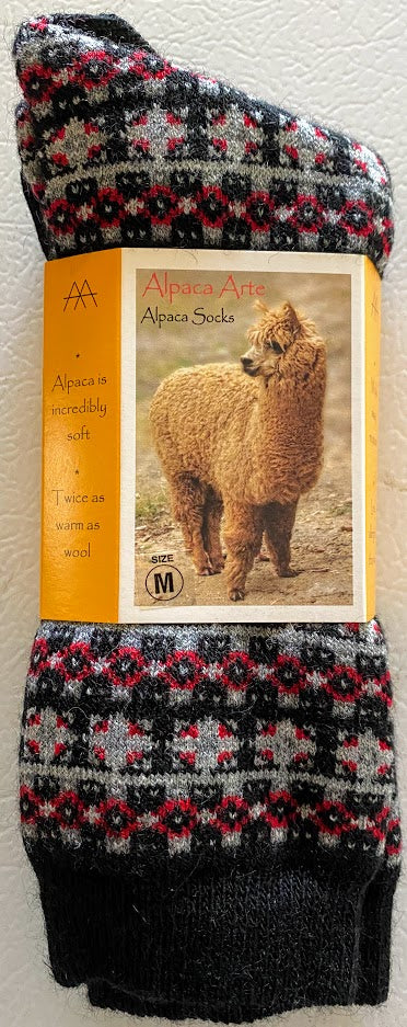 Tey Art Alpaca Socks-Baltic Stripe Black (M)
